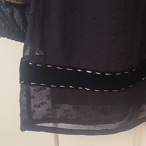 Sundance Catalog Princess Dreams Velvet Tunic Black & Metallic Embroidered Sz S - Picture 7 of 12